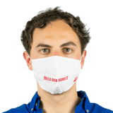 Textile face mask »Held der Arbeit« (Hero of Labour)| white/red
